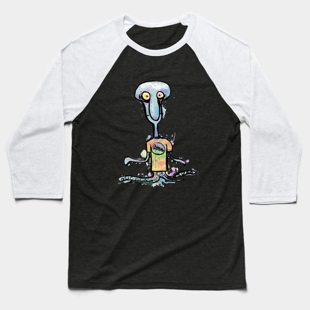 Bad-Night Squidward Baseball T-Shirt by GeneD